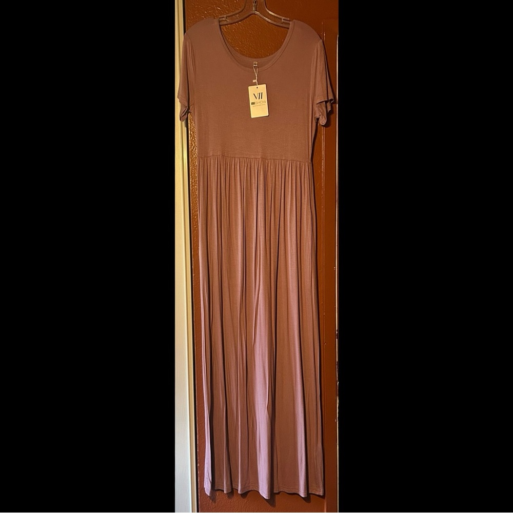 Short Sleeve Maxi Dress W/Pockets